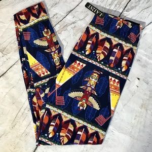 LA12ST Blue Feather Leggings “Plus Size” NEW